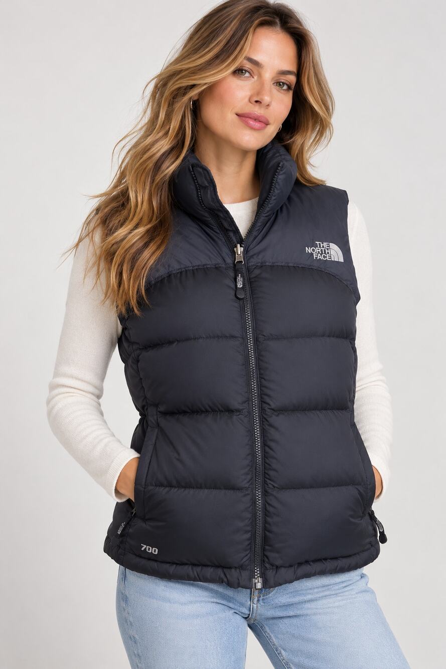 The North Face Nuptse 700 Fill Goose Down Puffer Vest Black Womens Size S